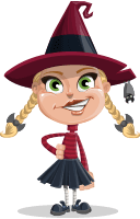 Little Witch Kid Cartoon Vector Character AKA Witchelle Bats